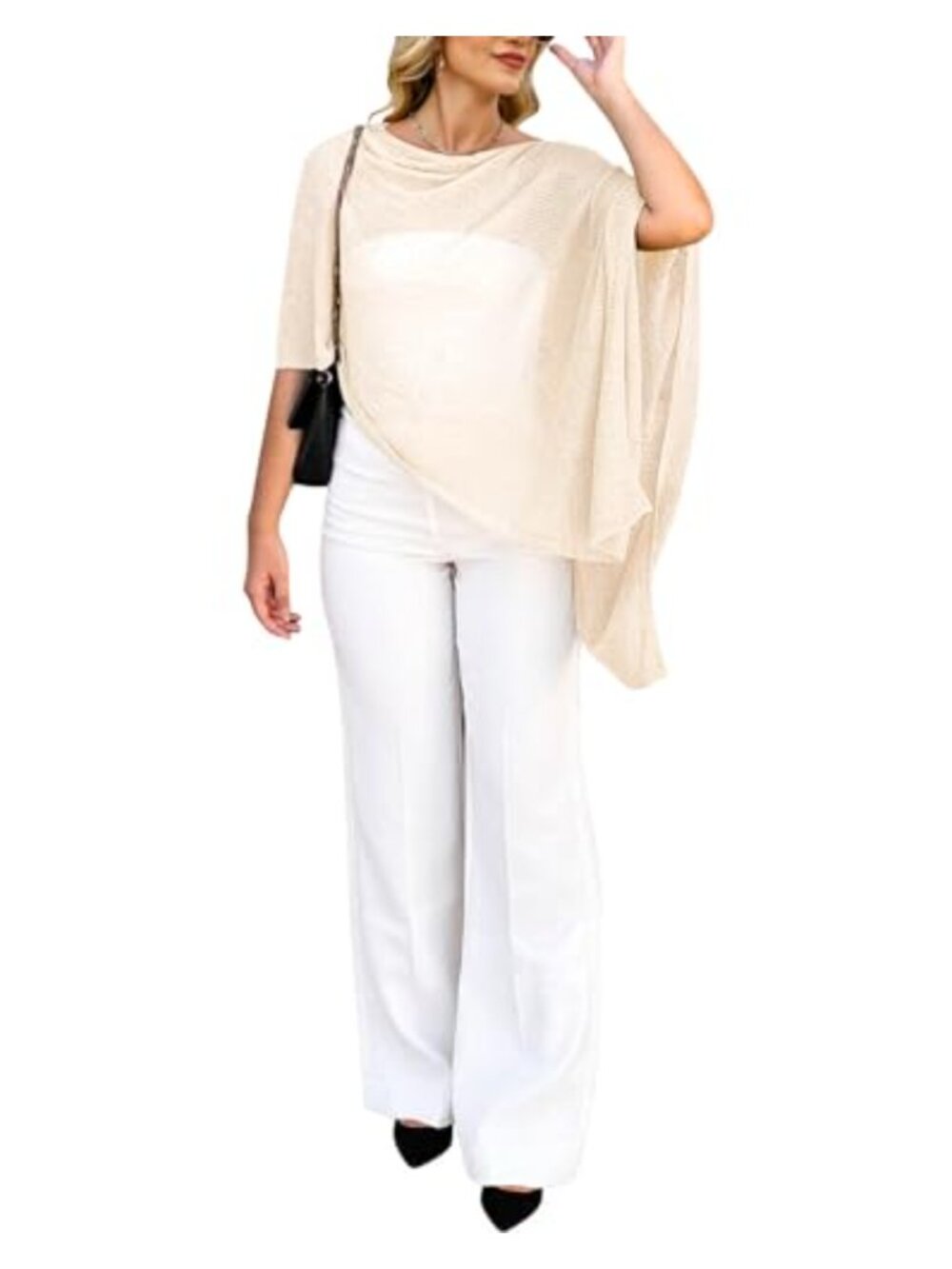 Women's Crochet Poncho Shrug Sheer Cover Up Beach Vacation